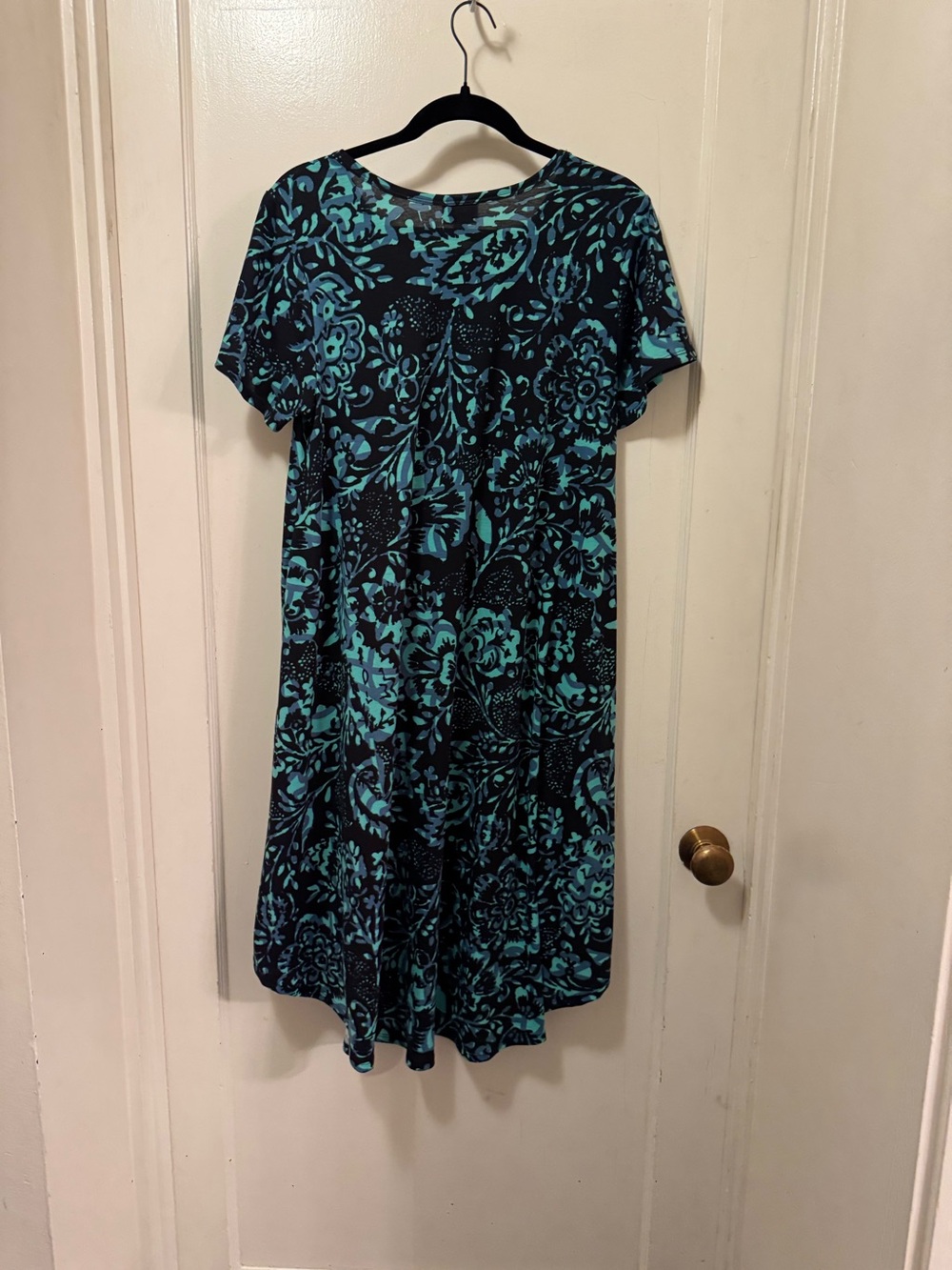 LuLaRoe Black Dress with Teal Floral Print
